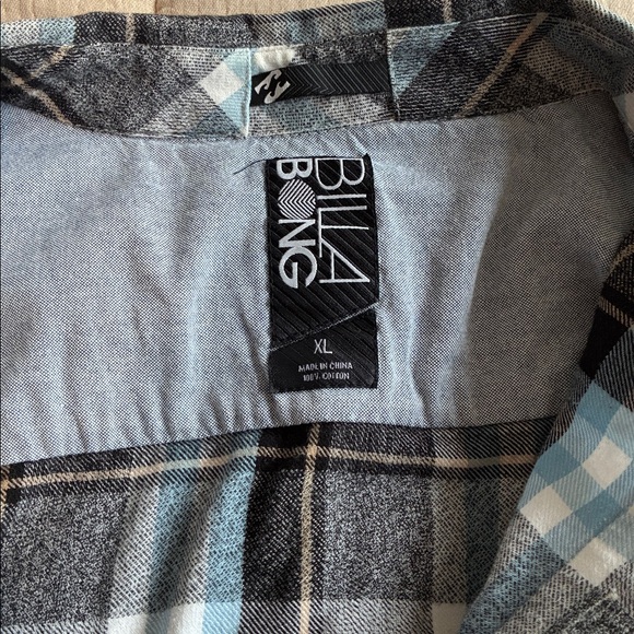 Billabong Men's Plaid Button-Down Shirt - Gray, Light Blue - Picture 6 of 6